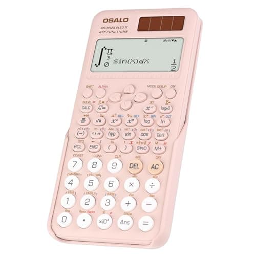 Image of OSALO Scientific Calculator 417 Function 2 Line 10+2 Digits Written Display Solar and Battery Calculators for Students Secondary School College Pink (OS 991ES Plus 2nd Edition)