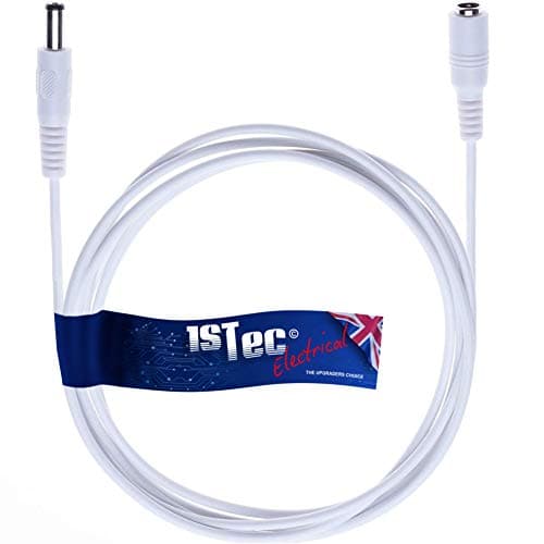 Image of 1STec 3m 10ft Long White 2.1mm 5.5mm Male to Female Extension Cable Jack Plug Socket Connector Power Supply Copper Wire Cord Adapter Lead for 12v CCTV Security Surveillance Cameras LED Strip Lights