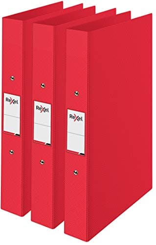 Image of Rexel Choices, A4 Ring Binder, 25 mm Spine, 190 Sheet Capacity, File Folder, Document Organisation, Red, Pack of 3, 2115730