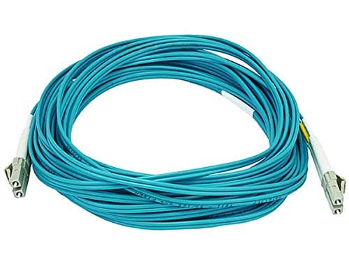 Image of Monoprice Fiber Optic Cable - 10 Meter - Aqua | LC to LC, OM3, 50/125 Type, Multi Mode, 10Gb, Duplex
