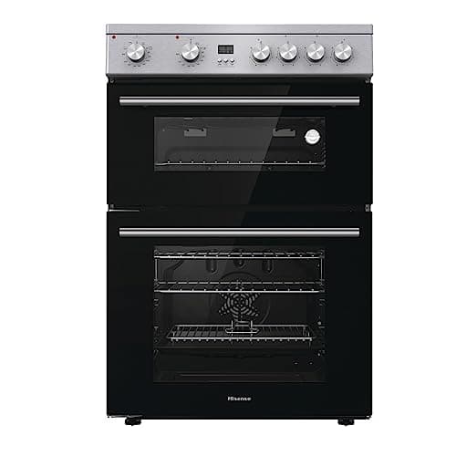 Image of Hisense HDE3211BXUK 60cm Electric Cooker with Ceramic Hob - Brushed stainless steel -A+/A Rated Double Oven
