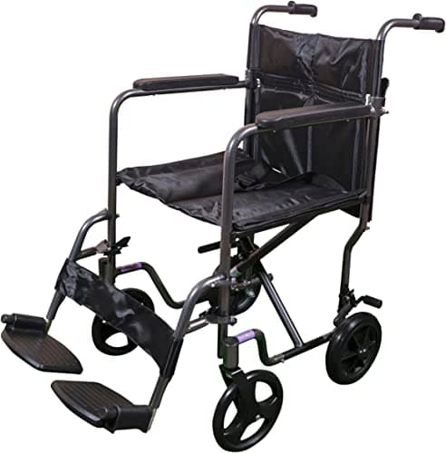 Image of Aidapt Folding Lightweight Attendant Propelled Aluminium Wheelchair with Brakes, Lap Strap, Removable Foot Rests. Ideal for Every Day Use Indoors and Outside
