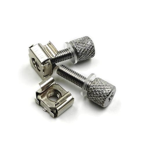 Image of 25Pack Tool-Free Hand‑Twist Rack Screws & 19" Square-Hole Cage Nuts Combo - No-Tool Server Rack Mount Hardware with Soft Washers, Carbon Steel For Server/A/V Cabinets,Network Racks (M5)