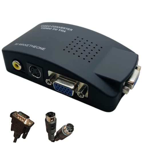 Image of MakeTheOne RCA Composite AV S-Video to VGA Converter, Adapter Switch Box for Laptop PC DVD VCD to Monitor Computer Projector