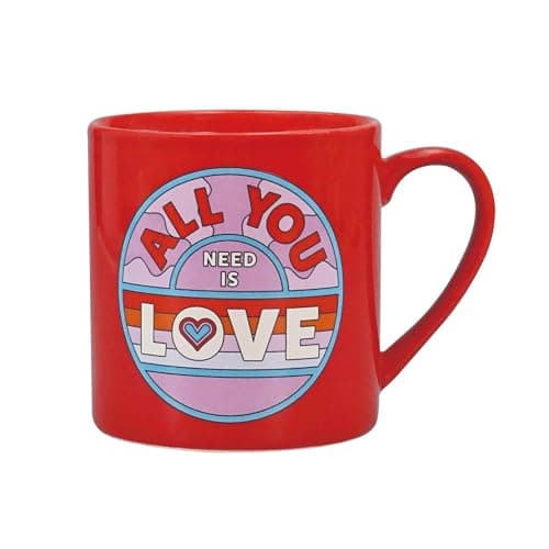 Image of Half Moon Bay | The Beatles | All You Need is Love | Red Ceramic Coffee Mug | Official Merchandise | Workshop, Garage & Record Desk Companion | Father’s Day 2026 Gift for Dad