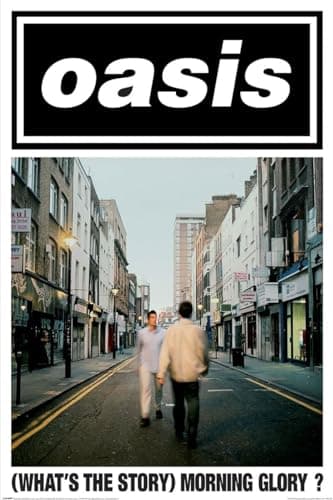 Image of Grindstore Oasis Poster (What's the Story Morning Glory) Maxi Wall Art - Laminated Large Print for Wall Decor, Home Office Classroom Decoration, Gift Idea, Decorative Print 91.5x61cm