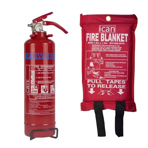 Image of Home Safety 1kg Dry Powder Fire Extinguisher and 1.0M x 1.0M Soft Case Fire Blanket