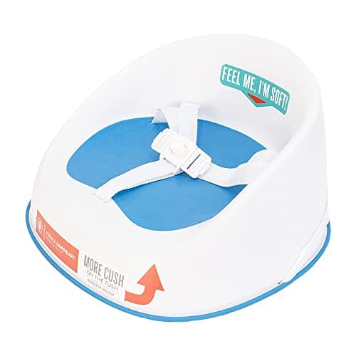 Image of Prince Lionheart Booster Squish Seat | 12m+ - 5yrs (60lbs) | Lightweight | 3-Point Harness | Rigid Base | Springy Seat | Slip-Resistant | Attached To Chair & Child - Berry Blue