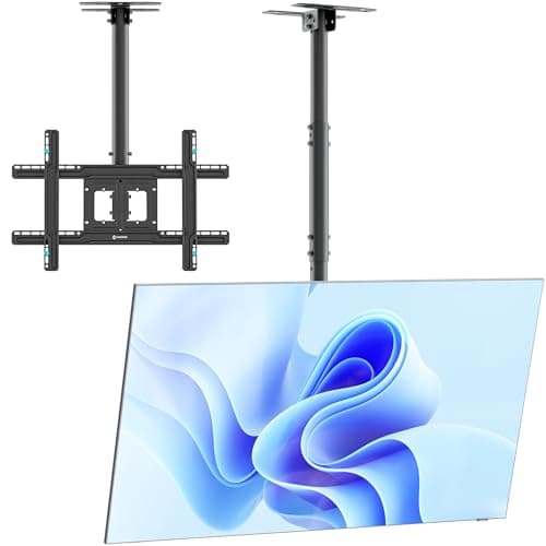 Image of ONKRON Ceiling Mount for Television 32-80 Inch, Ceiling and TV Wall Mount up to 68,2 kg, Height Adjustable Television Bracket VESA 100x100-600x400, Ceiling Mounted TV Bracket Tilt Swivel Black N1L-B