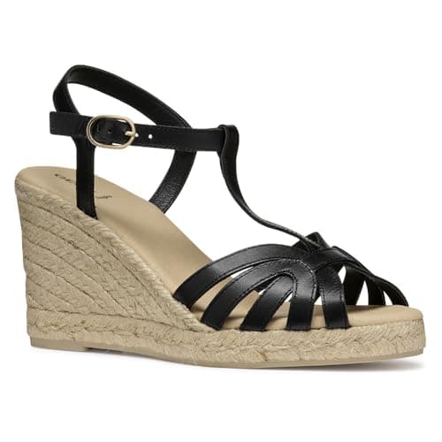 Image of Geox Women's D GELSA A Wedge Sandal, Black, 5 UK