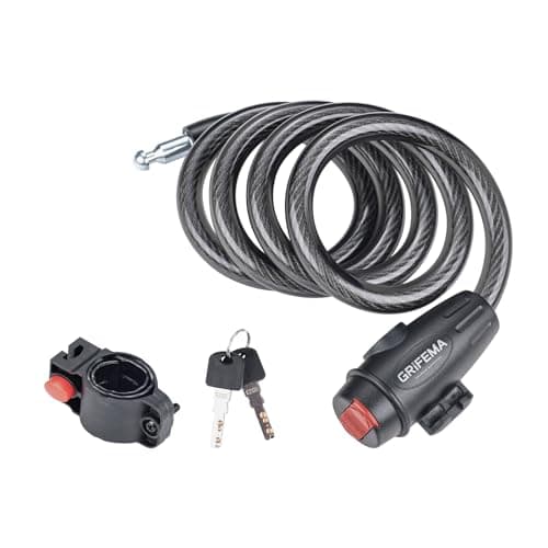 Image of GRIFEMA 120cm Bike Lock With 2 Keys, High Security Cable Chain for E-Bike, Scooter, Skateboard, Gate, Door, Fence GA1204-12, Black