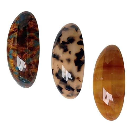 Image of 3 PCS French Oval Snap Hair Clips, Imitation Acetate Oval Hairs Clip, French Tortoise Shell Hairpin Spring Clip Vintage Charm Ovals Hair Clips for Women Girl Daily Use (3 Color)
