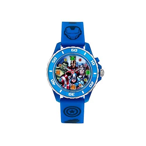 Image of Avengers Children's Quartz Watch with Multicolour Dial Analogue Display and Blue Rubber Strap AVG3506