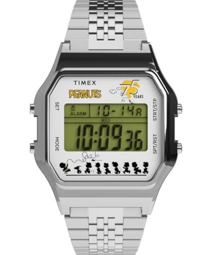 Image of Timex Unisex Digital Quartz Watch with a Stainless Steel Strap Peanuts 80