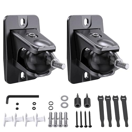 Image of Speaker Wall Mount with with 1/4"-20, 5mm, 4mm, Universal Satellite Rear Surround Sound Speaker Wall Ceiling Mount for Samsung Q990D Rear Speakers, 360° Adjustable Aluminum Alloy, 11lbs Capacity