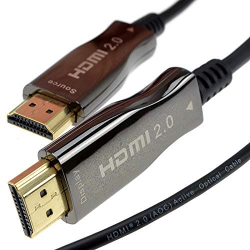 Image of kenable Active Optical HDMI Cable 4K 60Hz 18Gbps HDR High Speed Ultra Slim Fibre Optic Lead 20m Black
