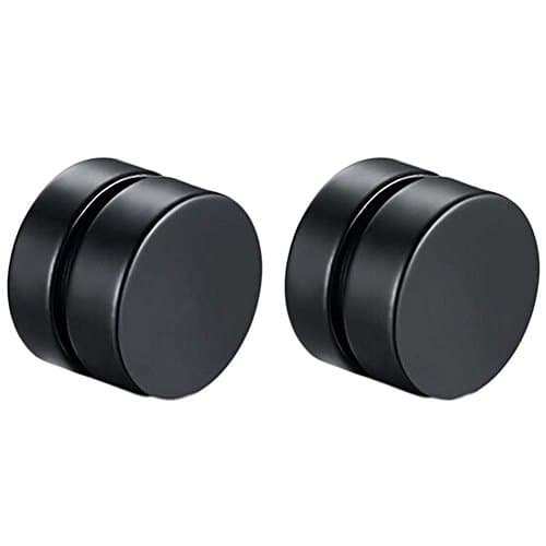 Image of Lottoy® 1 Piece Magnet Circle Round Stud Earring, Stainless Steel Magnetic Ear Studs No Piercing for Women Men Health (Black, 6mm)