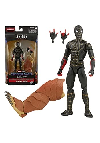 Image of Marvel Legends Series Black & Gold Suit Spider-Man 15cm Collectible Action Figure Toy, 2 Accessories and 1 Build-A-Figure Part(s)