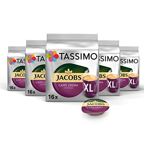 Image of Tassimo Jacobs Caffè Crema Intenso XL 80 Coffee Capsules Pack of 5 5 x 16 Drinks