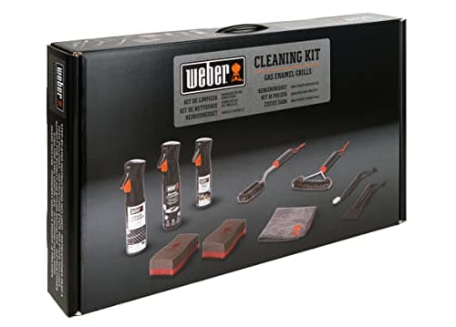 Image of Weber Cleaning Kit for Enamel Gas Barbecues/Includes Grate Cleaner (300 ml), Enamel Cleaner (300 ml), Non-Stick Spray (200 ml), 3 BBQ Brushes, Scraper, Microfibre Cloth & 2 Sponges