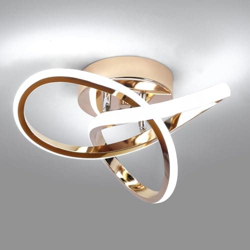 Image of EIDISUNY LED Ceiling Light, 24cm 22W Flower Shape Gold Ceiling Lamp, 6000K Cool White for Living Room, Bedroom, Kitchen, Hallway, Office