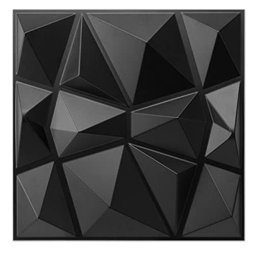 Image of Art3d Decorative 3D Wall Panels in Diamond Design, 12"x12" Matt Black for Home and Office Decor (33 Pack)