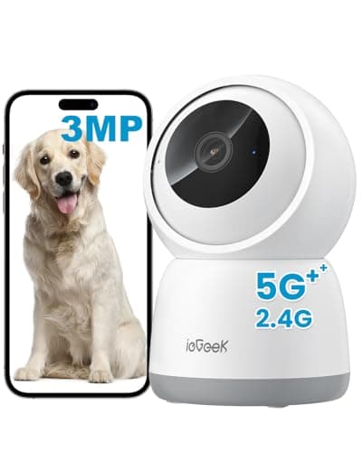 Image of ieGeek 2K 3MP Indoor Camera No Monthly Fee, 2.4G/5Ghz WiFi Pet Camera, Plug-in 24-hour Security Camera, Night Vision, 360° PTZ, Motion Detection and Alert, Auto-Tracking, Two-Way Talk, Cloud/SD, Alexa