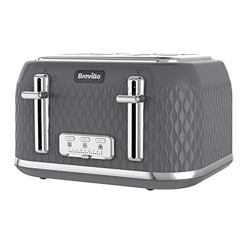 Image of Breville Curve 4 Slice Toaster with High Lift & Wide Slots | Grey & Chrome [VTR013]