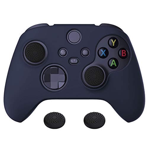 Image of PlayVital Midnight Blue Pure Series Anti-Slip Silicone Cover Skin for Xbox Series X Controller, Soft Rubber Case Protector for Xbox Series S Controller with Black Thumb Grip Caps