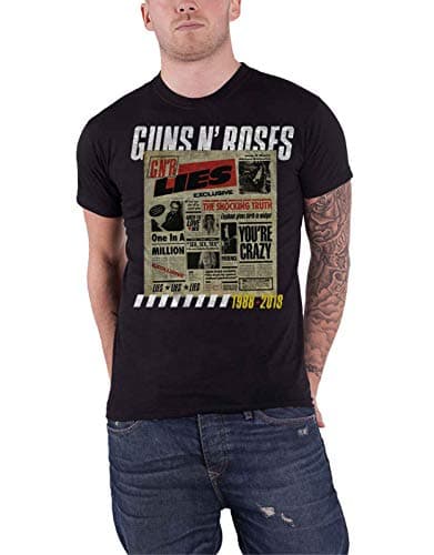 Image of Guns N Roses T Shirt GNR Lies Track List Back Print Logo Official Mens Black M