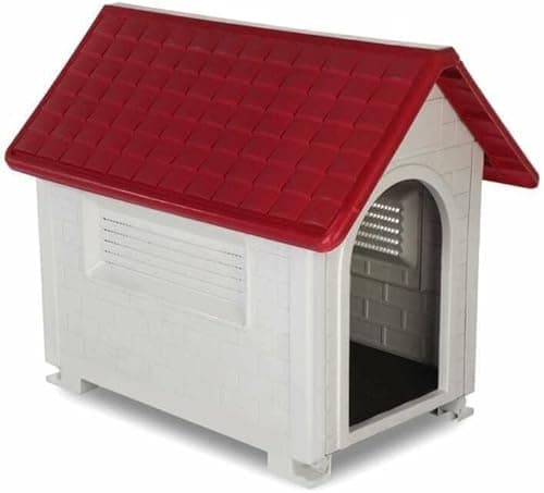Image of HYGRAD BUILT TO SURVIVE Large Waterproof Outdoor Indoor Plastic Pet Puppy Dog House Home Shelter Kennel Water Resistant and Attractive for Small to Large Sized Dogs - Perfect for Backyards