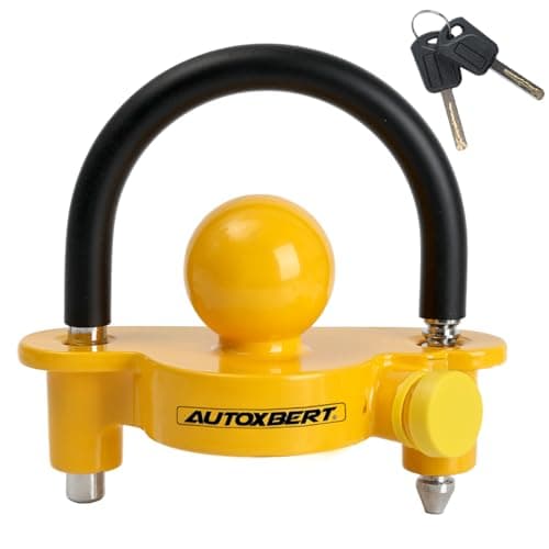 Image of AUTOXBERT Trailer Lock, Tow Hitch Anti-Theft Safety Lock, High Performance Steel Universal Security (Yellow)