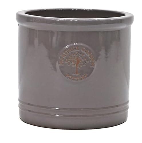 Image of Small 19cm Fossil Grey Heritage Cylinder Garden Ceramic Planter Plant Flower Pot - Frost Proof