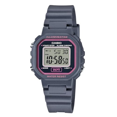 Image of Casio Women's LA20WH-1ACF Classic Digital Black Resin Watch, Grey/Pink, Chronograph,Digital