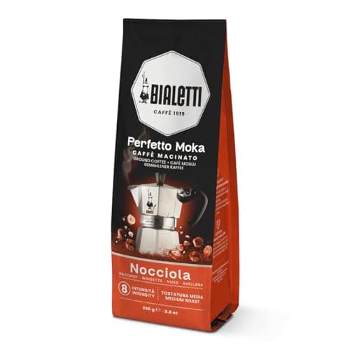 Image of Bialetti Perfetto Moka Ground – Authentic Italian Roast for Moka Pots & Stovetop Brewers, Rich Aroma & Smooth Finish, Compatible with Aeropress, Cafetiere & Home Machines (250g, Hazelnut)