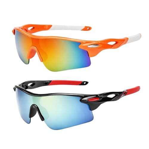 Image of YcsRnn 2 Pack Kids Sunglasses for Boys Girls, UV 400 Protection Eyewear for Cycling and Sports, Lightweight Childrens Sunglasses Protection Eyewear Childrens for Outdoor Activities