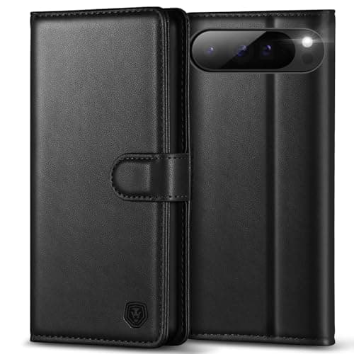 Image of Kuafcase for Google Pixel 9 Pro XL Case with 4 Card Slots Magnetic Closure Kickstand Shockproof Protective Phone Case for Google Pixel 9 Pro XL - Black