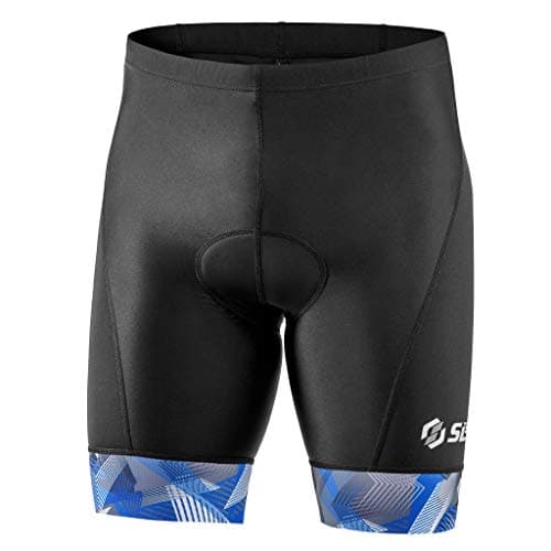 Image of SLS3 Triathlon Shorts Men's | Tri Short | Tri Shorts for Men | 2 Pockets | Black FX | Designed by Athletes (Black/Blue Geo, Large)