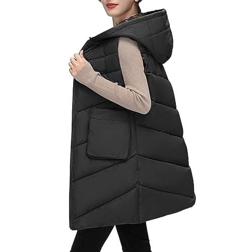 Image of Cyber of Monday Deals Ladies Gilet Size 22 24 Womens Waistcoats Plus Size Ladies Sleeveless Hoodies Blue Fleece Jacket Women Plus Size Ladies Body Warmer Long Puffer Coats Women Sale Clearance 1P
