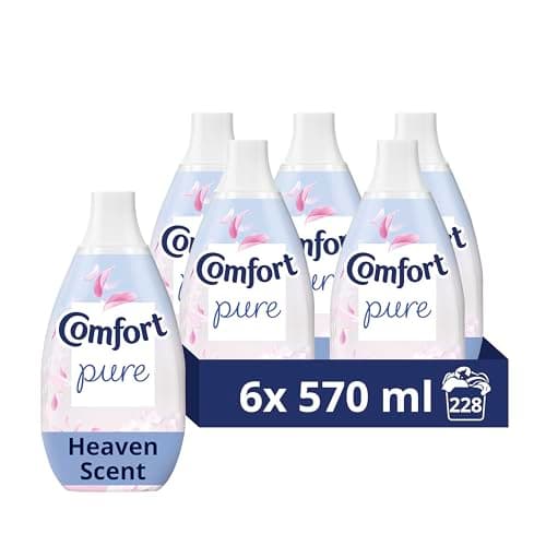 Image of Comfort Pure Heaven Scent Fabric Conditioner, Dermatologist-Recommended, Hypoallergenic and Gentle on Sensitive Skin, With CrystalFresh Technology – 570ml Pack of 6 (38 Washes Each, 228 Total Washes)