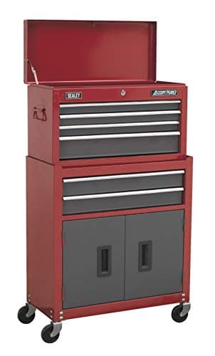 Image of Sealey Ap2200Bb Topchest & Rollcab Combi 6 Drawer Ball Bearing Runners Red/Grey