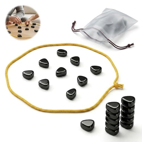 Image of Magnetic Chess Game with Stones and String, Portable Strategy Board Magnet Game for Kids and Adults, Fun Family Travel Games for Party and Gatherings