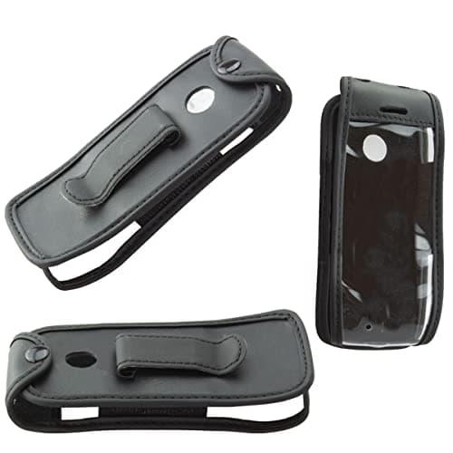Image of caseroxx Leather-Case with belt clip compatible with Nokia 105/110 4G (2021, 2023, 2024) made from genuine leather, Pouch with belt clip and viewing window in black