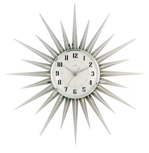 Image of Acctim Stella Starburst Wall Clock, Silver, 43 cm l x 43 cm w
