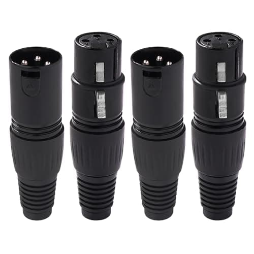 Image of KUOQIY 2 Pairs 3 Pin XLR Connector, XLR Cable Connector Male and Female, Mic Audio Socket, for DMX Signal Wire or Audio Mixer Microphone Connectors, Black