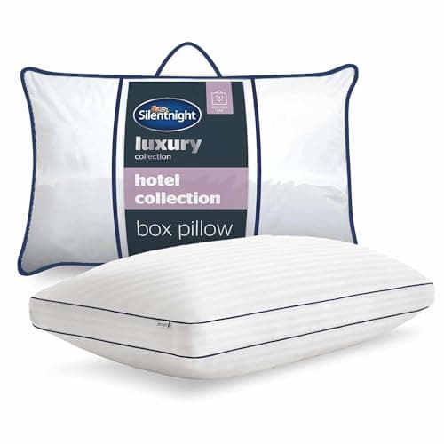 Image of Silentnight Luxury Hotel Collection Box Support Pillow - Hotel Quality Back and Side Sleeper Pillow with Box Wall Design for Extra Head, Neck and Shoulder Support - Pack of 1