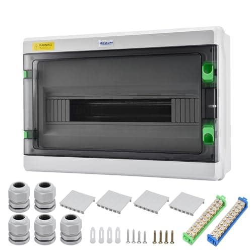 Image of Mollom 18 Way HA Series Power Distribution Box with Bus Bars and Din Rail for Miniature Circuit Breaker MCB,Waterproof IP66,Solar Power Distribution Panel for Indoor and Outdoor Use