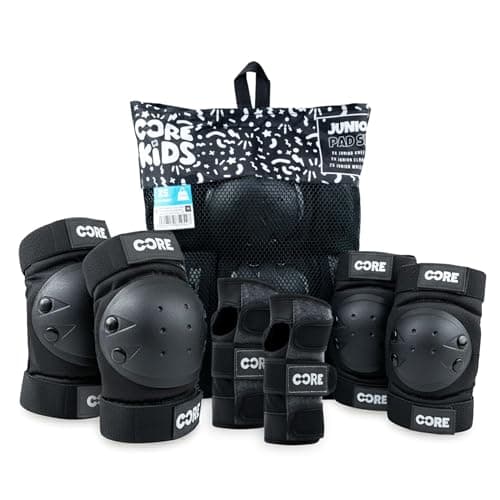Image of CORE Junior Triple Pad Set Knee Pads Elbow Pads Wrist Guards 6 in 1 Protective Gear Set for Kids Youth Adult for Skateboarding Scooter Cycling BMX Skating Skate - XS (6-10 Years)