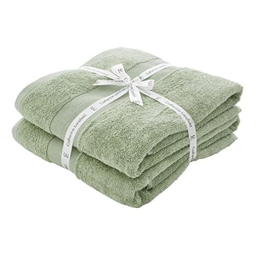 Image of Catherine Lansfield Bathroom Anti-Bacterial Cotton Bath Sheet Pair Sage