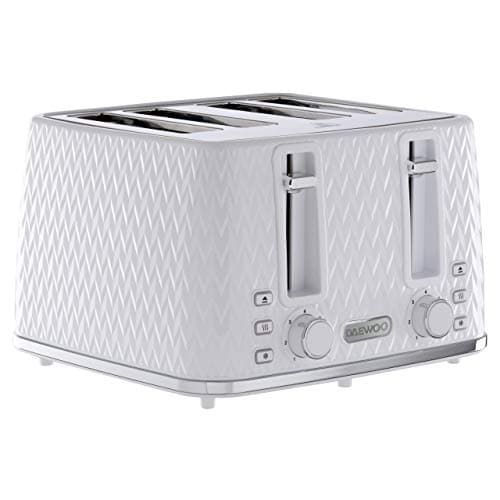 Image of Daewoo SDA1864 Argyle Collection, Toaster 4 Slice With Defrost, Reheat And Browning Control To Use At Your Convenience, While The Removable Crumb Tray Makes Cleaning Quick, White